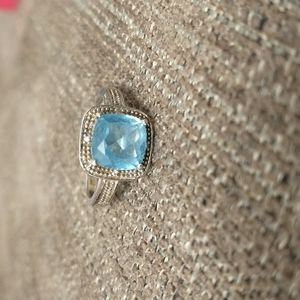 New, Lovely 10k Cushion Cut Topaz in White Gold